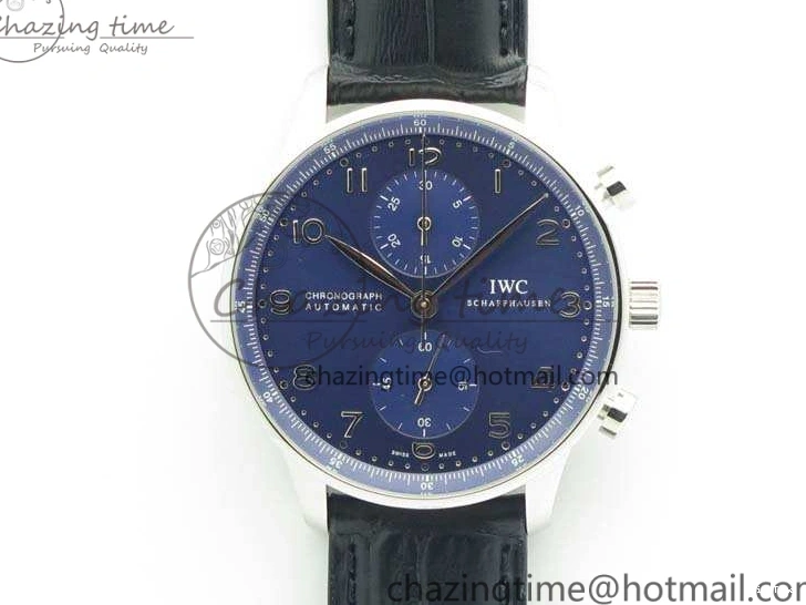 MIROTIME 0524 MoistureWicking Portuguese IW371491 ZF 1:1 Best Edition SS Blue Dial On Leather Strap A79350 (Slim Movement) V 7221
